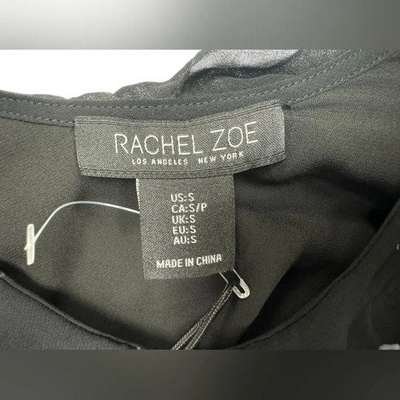 Rachel Zoe NWT Tank Frilly Black Sleeveless Spaghetti Strap Size Small - Picture 7 of 9